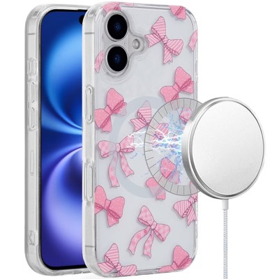 For iPhone 17 Pro [Magnetic] Double Layer Design IMD Case - Bow  Knot