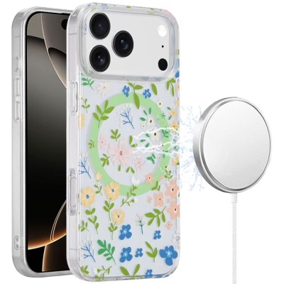 For iPhone 17 Pro [Magnetic] Double Layer Design IMD Case  Purple Leopard