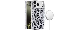 For iPhone 17 Pro [Magnetic] Double Layer Design IMD Case  Silver Leopard