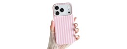 For iPhone 17 Pro [Magnetic] Double Layer Design IMD Case -Wave  Pink Zebra Stripes