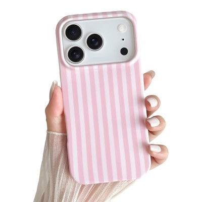For iPhone 17 Pro [Magnetic] Double Layer Design IMD Case -Wave  Pink Zebra Stripes