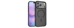 For iPhone 17 Pro Max Acrylic [Magnetic Circle] Tough 2.5mm  Transparent ShockProof Hybrid - Black