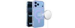 For iPhone 17 Pro Max Acrylic [Magnetic Circle] Tough 2.5mm  Transparent ShockProof Hybrid - Blue