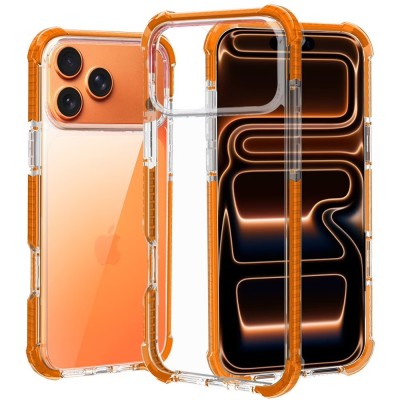 For iPhone 17 Pro Max Acrylic [Magnetic Circle] Tough 2.5mm Transparent ShockProof Hybrid - Cosmic Orange