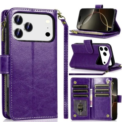 For iPhone 17 Pro Max Acrylic [Magnetic Circle] Tough 2.5mm  Transparent ShockProof Hybrid - Purple