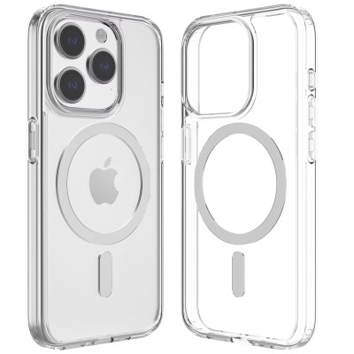 For iPhone 17 Pro Max Acrylic [Magnetic Circle] Tough 2.5mm  Transparent ShockProof Hybrid - White