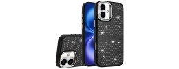 For iPhone 17 Pro Max Beautiful Diamond Metallic Design Metal Chrome Edged Hybrid - Black