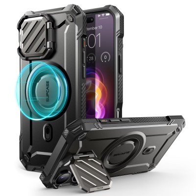 For iPhone 17 Pro Max Butterfly Moveable Grip Stand With Small  Diamonds Meta Buttons HQ Hybrid - Black