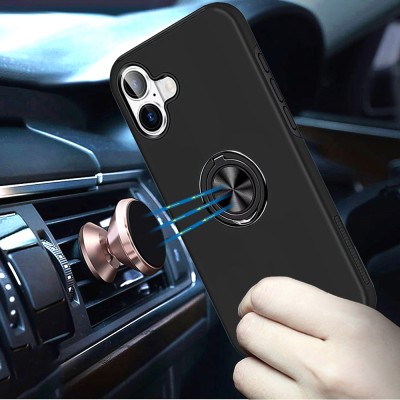 For iPhone 17 Pro Max CHIEF Oil Painted Magnetic Ring Stand  Hybrid Case Cover - Black