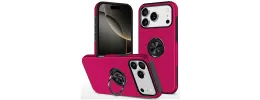 For iPhone 17 Pro Max CHIEF Oil Painted Magnetic Ring Stand  Hybrid Case Cover - Hot Pink