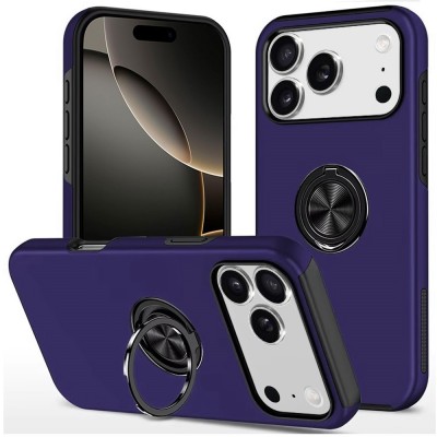 For iPhone 17 Pro Max CHIEF Oil Painted Magnetic Ring Stand  Hybrid Case Cover - Dark Purple