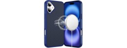 For iPhone 17 Pro Max CarbonFiber Design Magnetic Ring HQ Thick  2.0mm Hybrid Case - Navy Blue
