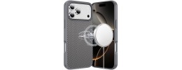 For iPhone 17 Pro Max CarbonFiber Design Magnetic Ring HQ Thick  2.0mm Hybrid Case - Grey