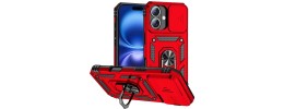 For iPhone 17 Pro Max Card Holder with Mirror Inside PU Leather  Hybrid Case - Red