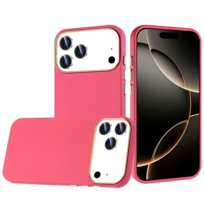 For iPhone 17 Pro Max Classy Slick Chromed Around Hybrid Case  Cover - Hot Pink