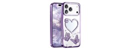 For iPhone 17 Pro Max Cute Butterfly Ornaments Diamonds  Shimmer Matching Metallic HQ Hybrid - Dark Purple