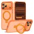 For iPhone 17 Pro Max Dotted Edged Line Transparent HQ Magnetic Ring Stand Hybrid - Cosmic Orange