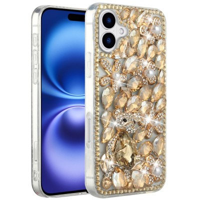 For iPhone 17 Pro Max Full Diamond with Ornaments Case Cover  Crystal Exquisite Garden