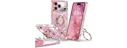 For iPhone 17 Pro Max Full Diamond with Ornaments Case Cover  Hearty Pink Pearl Heart