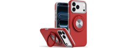 For iPhone 17 Pro Max Loop Hybrid with [Magnetic Ring Circle] 360 degrees Rotational Kickstand Case Cover - Red