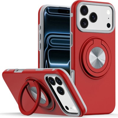 For iPhone 17 Pro Max Loop Hybrid with [Magnetic Ring Circle] 360 degrees Rotational Kickstand Case Cover - Red