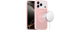 For iPhone 17 Pro Max [Magnetic Circle] Smooth Safe Matte Feel Hybrid Case - Light Pink