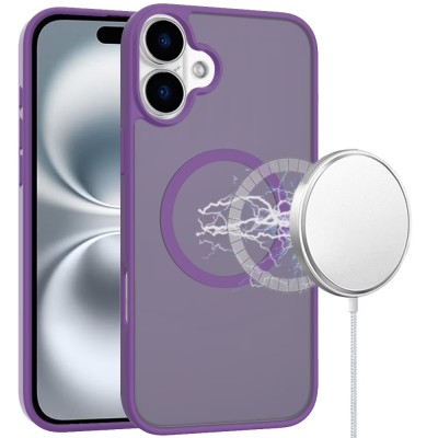 For iPhone 17 Pro Max [Magnetic Circle] Smooth Safe Matte Feel Hybrid Case - Light Purple