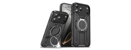 For iPhone 17 Pro Max Magnetic Ring HQ Transparent Thick 2.0mm  Hybrid Case - Black