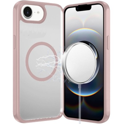 For iPhone 17 Pro Max Magnetic Ring HQ Transparent Thick 2.0mm  Hybrid Case - Pink