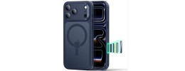 For iPhone 17 Pro Max Metal CD Pattern Matte Finished Hybrid with  Rotational Ring [Car Mount Friendly] Case - Blue
