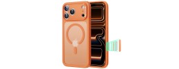 For iPhone 17 Pro Max Metallic Transparent Magnetic Hybrid Case - Cosmic Orange