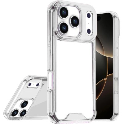 For iPhone 17 Pro Max PURE CRYSTAL Transparent Thick 2.0mm ShockProof Chromed Buttons Case Cover - Clear