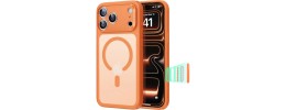 For iPhone 17 Pro Max Premium Matte Magnetic Metal Camera Stand Hybrid Case - Cosmic Orange
