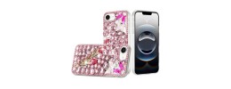 For iPhone 17 Pro Max Rose Flower Full Diamond Bling Stones  Pink