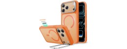 For iPhone 17 Pro Max Transparent HQ Hybrid with Metallic Camera Stand Magnetic Ring Case - Cosmic Orange