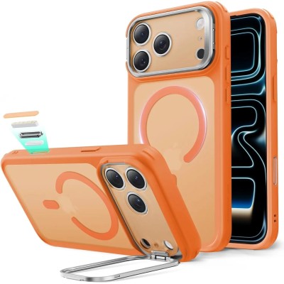 For iPhone 17 Pro Max Transparent HQ Hybrid with Metallic Camera Stand Magnetic Ring Case - Cosmic Orange