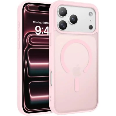 For iPhone 17 Pro Max Transparent Matching Color Magnetic Ring  Hybrid - Pink