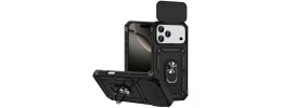 For iPhone 17 Pro Max Well Protective Magentic Ring Stand Camera  Protective Cover Case - Black