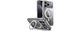 For iPhone 17 Pro Max Well Protective Magentic Ring Stand Camera  Protective Cover Case - Silver
