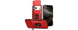 For iPhone 17 Pro Max Complete Magnetic Metal Ring Stand  Camera Protection Hybrid - Red