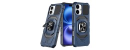 For iPhone 17 Pro Robotic Hybrid with Magnetic Ring Stand Case  Cover - Dark Blue