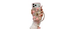 For iPhone 17 Pro Rose Flower Full Diamond Bling Stones - Clear