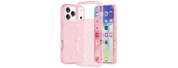 For iPhone 17 Pro Spread Love Glitter Shimmer Diamond Edged  Hybrid Case - Pink