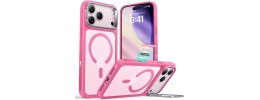 For iPhone 17 Pro Sturdy Bracket Kickstand Magnetic Hybrid - Pink