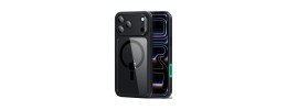 For iPhone 17 Pro Transparent Matching Color Magnetic Ring Hybrid- Black