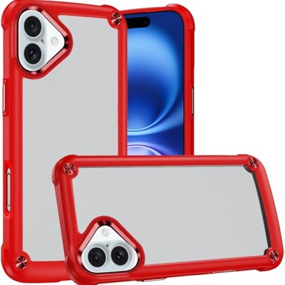 For iPhone 17 Pro Ultimate CaseX Transparent Hybrid Case with  Metal Buttons And Camera Edges - Red