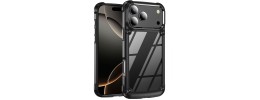For iPhone 17 Pro Ultimate CaseX Transparent Hybrid Case with  Metal Buttons And Camera Edges - Black