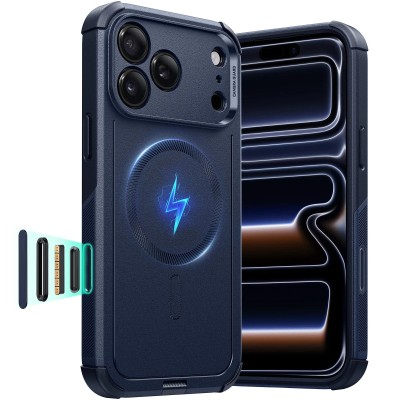 For iPhone 17 Pro Ultimate CaseX Transparent Hybrid Case with  Metal Buttons And Camera Edges - Blue