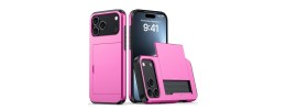 For iPhone 17 Pro Wallet ID Card Holder Case Cover - Hot Pink