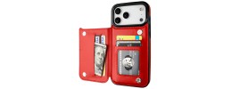 For iPhone 17 Pro Wallet ID Card Holder Case Cover - Red